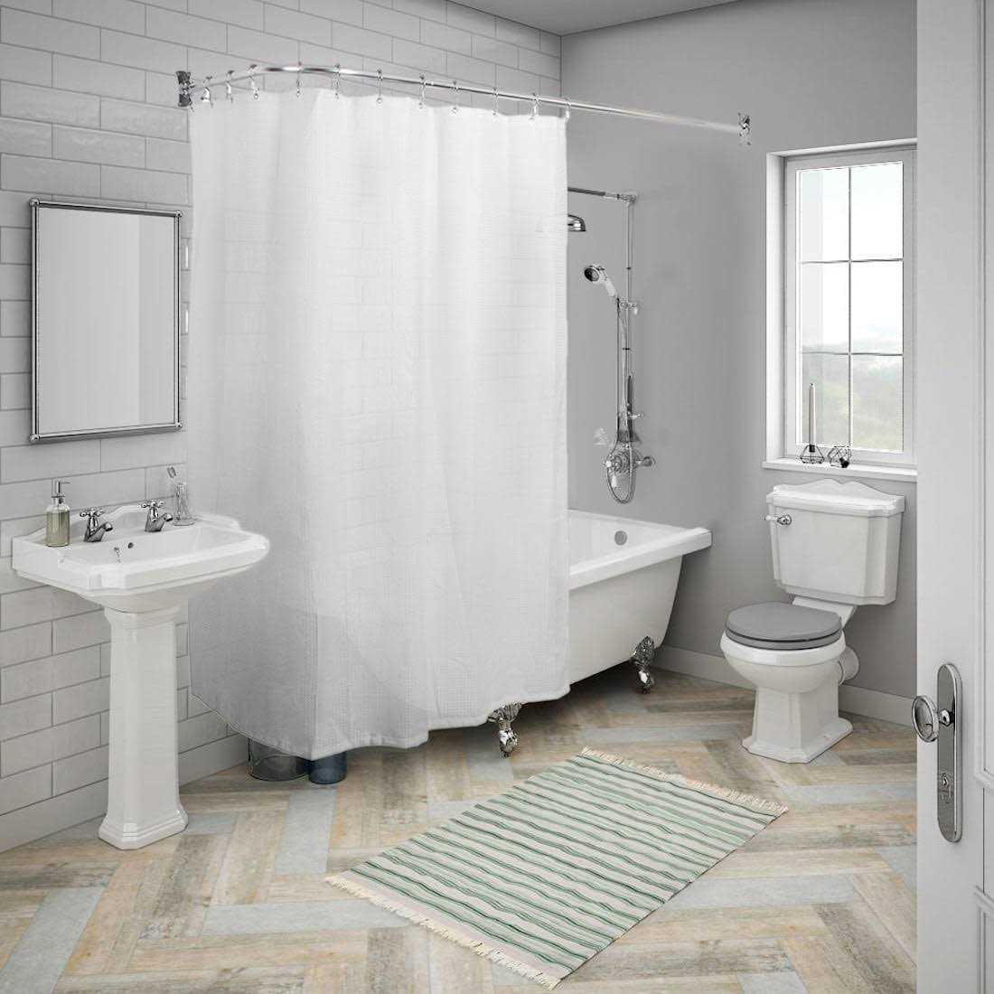 Utopia Alley Rustproof L Shaped Corner Shower Curtain Rod LR1 - Image 3