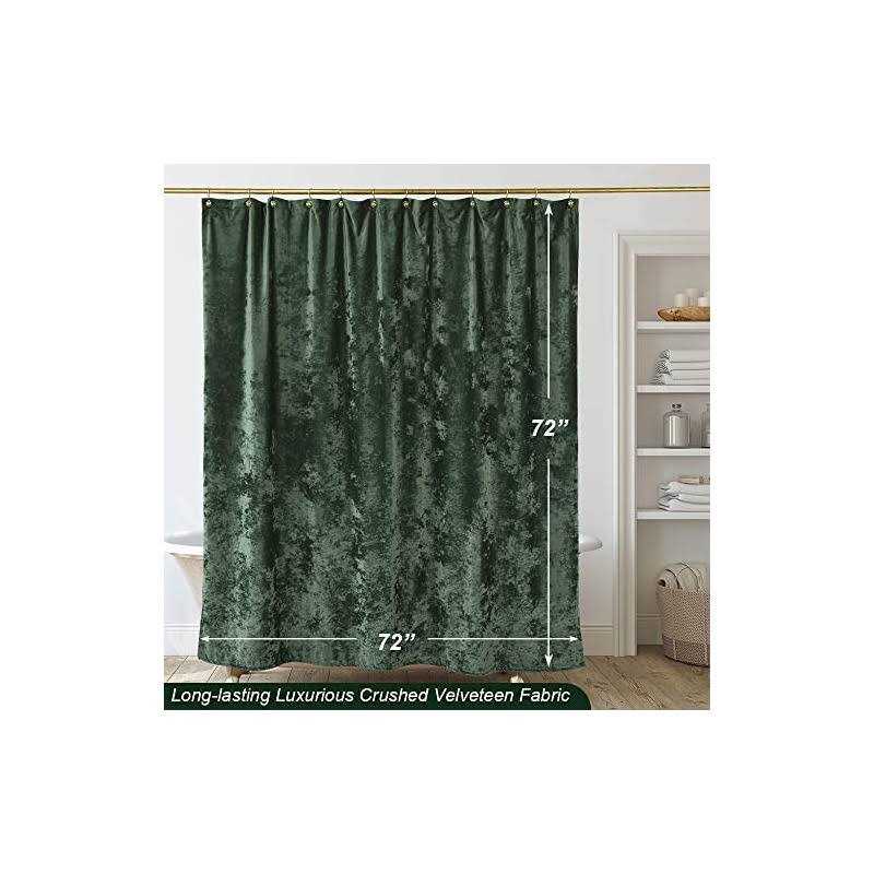 TAMGHO Crushed Velvet Shower Curtain Shower Curtain for Bathroom Shower Curtain Gold Hooks - Image 3