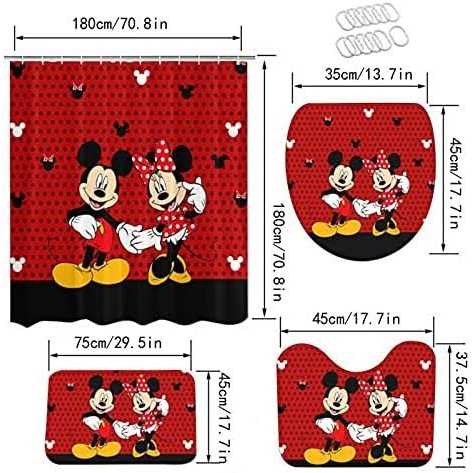 Plmzuok 4pcs Shower Curtain Set With Non-slip Rugs, Toilet Lid Cover and Bath Mat - Image 4