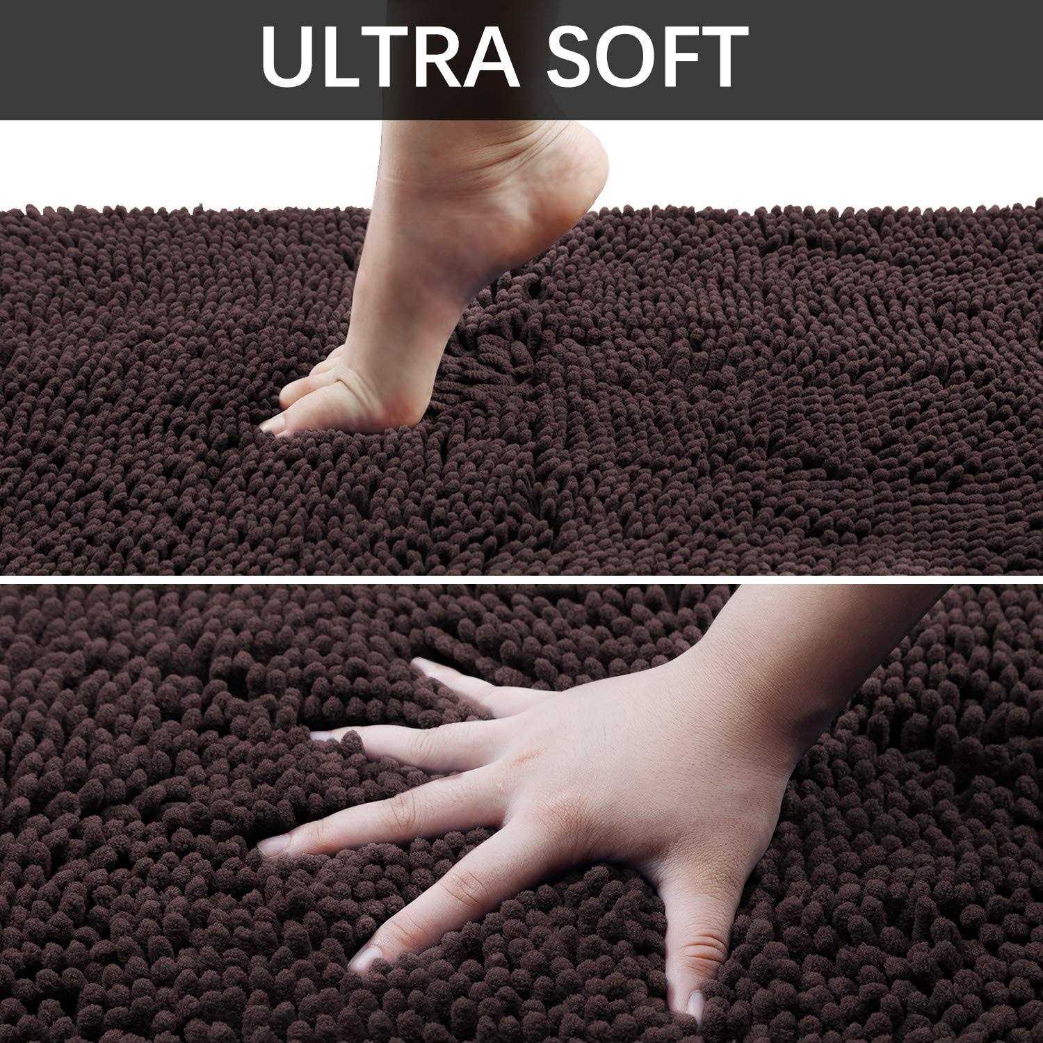 Aoacreations Chenille Shag Bath Rugs Shaggy Bathroom Mat Set of 3 Piece - Image 4