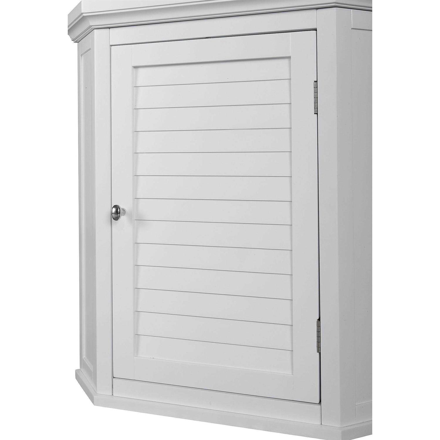 Teamson Home Glancy Wooden Corner Wall Cabinet w/ Shutter Door - Image 4