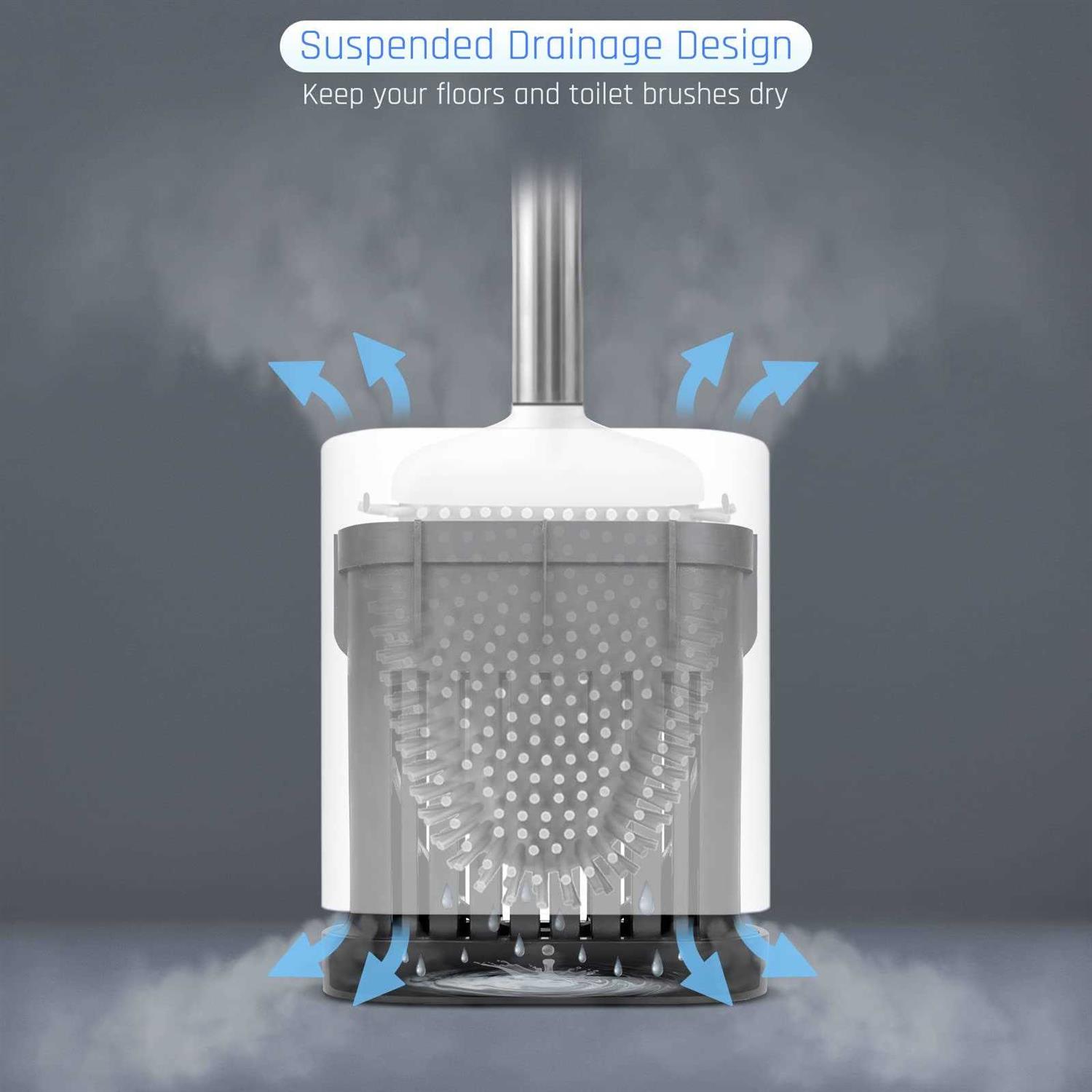 Sellemer Toilet Brush and Holder Set for Bathroom, Flexible Toilet Bowl Brush Head with Silicone Bristles, Compact Size for Storage and Organization - Image 3