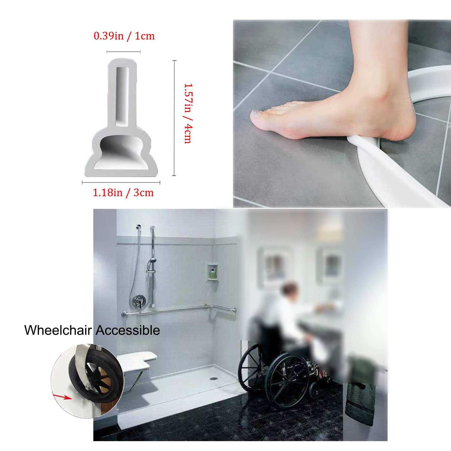 Biottro 78 Inch Collapsible Shower Water Dam Silicone Shower Threshold Water Stopper Barrier Retention System for Bathroom Kitchen Wet - Image 4