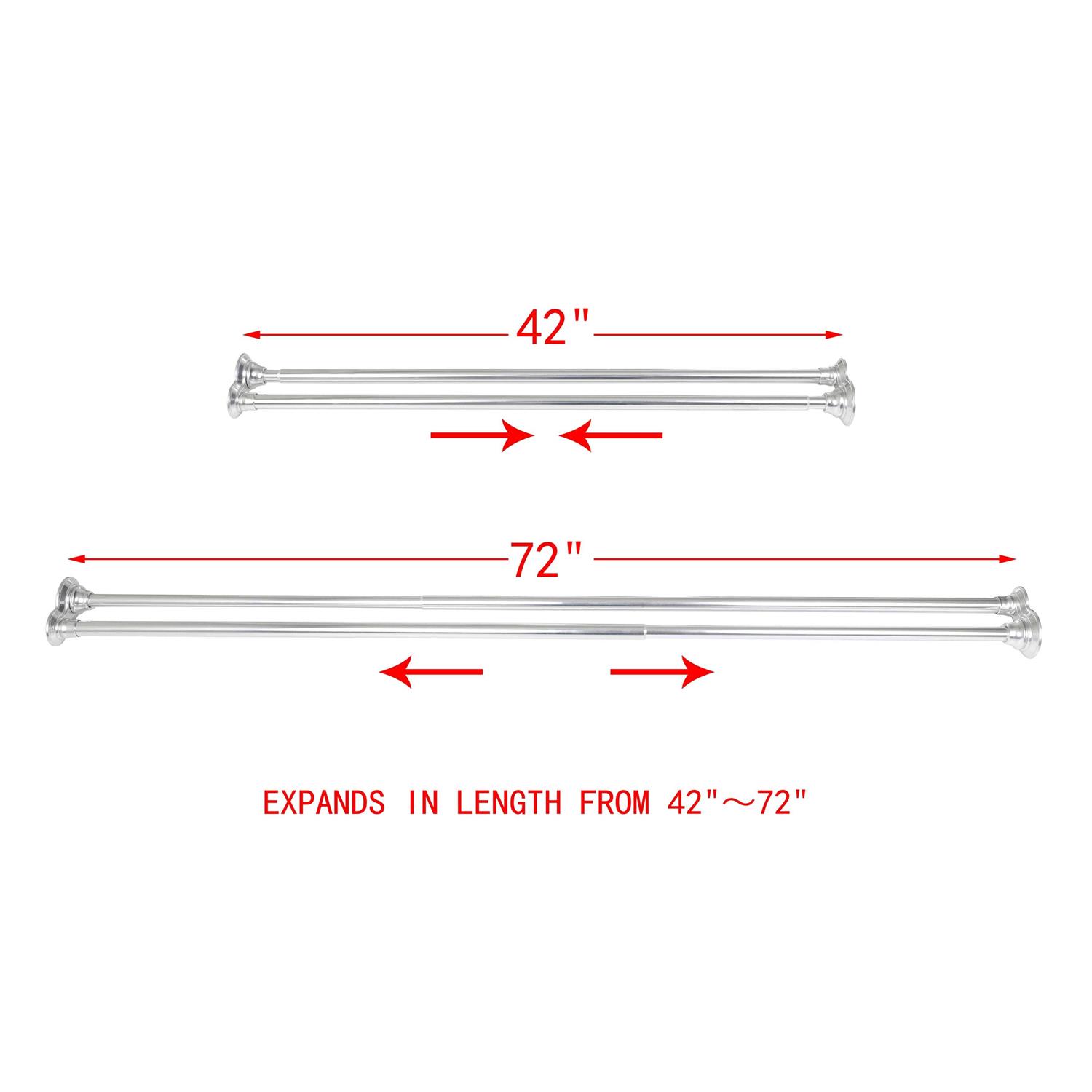 Utopia Alley 42 72 in. Rustproof Aluminum Double Tension Straight Shower Curtain Rod - Image 5