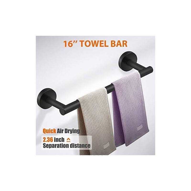 Tudoccy 5-Pieces Matte Black Bathroom Hardware Set SUS304 Stainless Steel Round Wall Mounted - Image 4