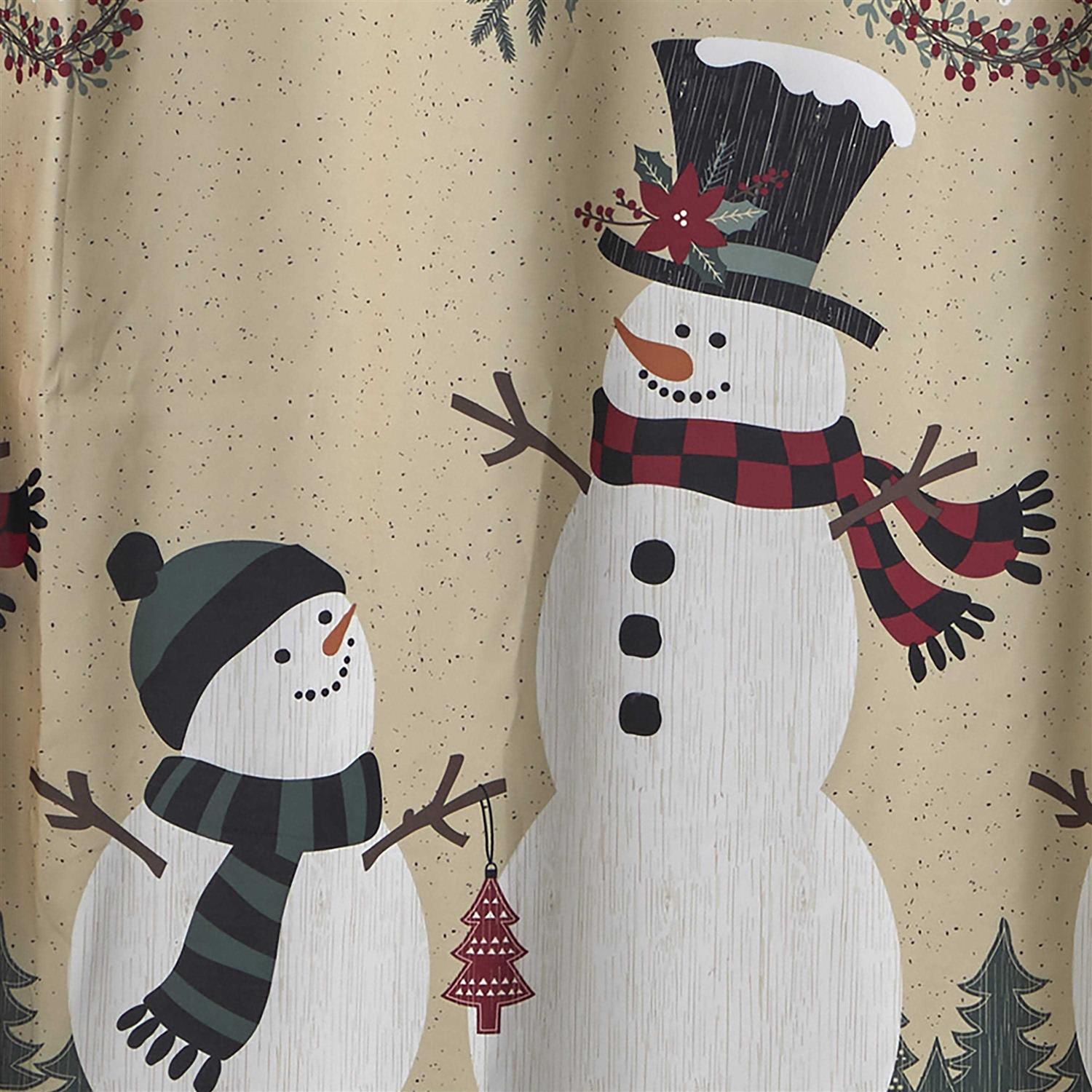 SKL Home Rustic Plaid Snowman Fabric Shower Curtain - Image 4