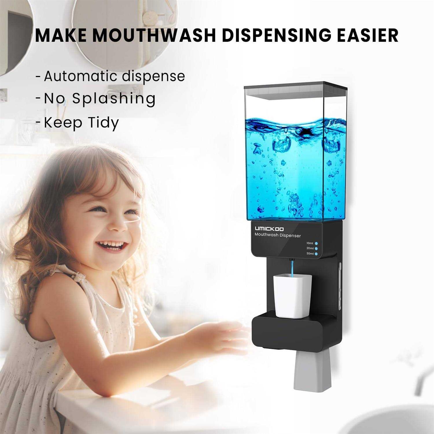 UMICKOO Automatic Mouthwash Dispenser Touchless 700mL,Wall Mounted Mouth Wash Dispenser for Bathroom with Magnetic Cups,Perfect for Kids - Image 5