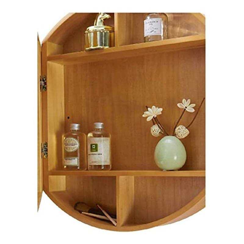 SDK Round Bathroom Mirror Cabinet Bathroom Wall Storage Cabinet Mirror Medicine Cabinet with Slow-Close Wooden Frame 3 Level - Image 4