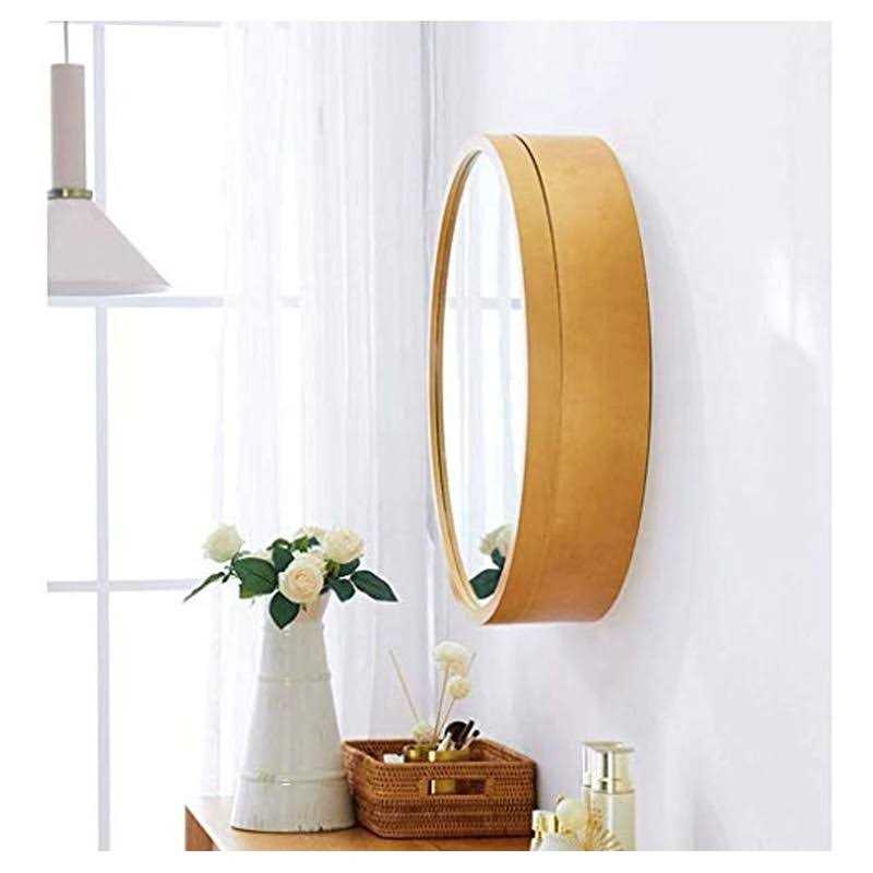 SDK Round Bathroom Mirror Cabinet Bathroom Wall Storage Cabinet Mirror Medicine Cabinet with Slow-Close Wooden Frame 3 Level - Image 5