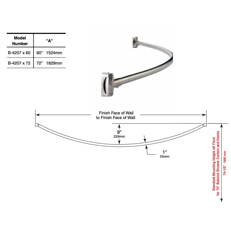 Bobrick Curved Shower Curtain Rod B-4207x - Image 4