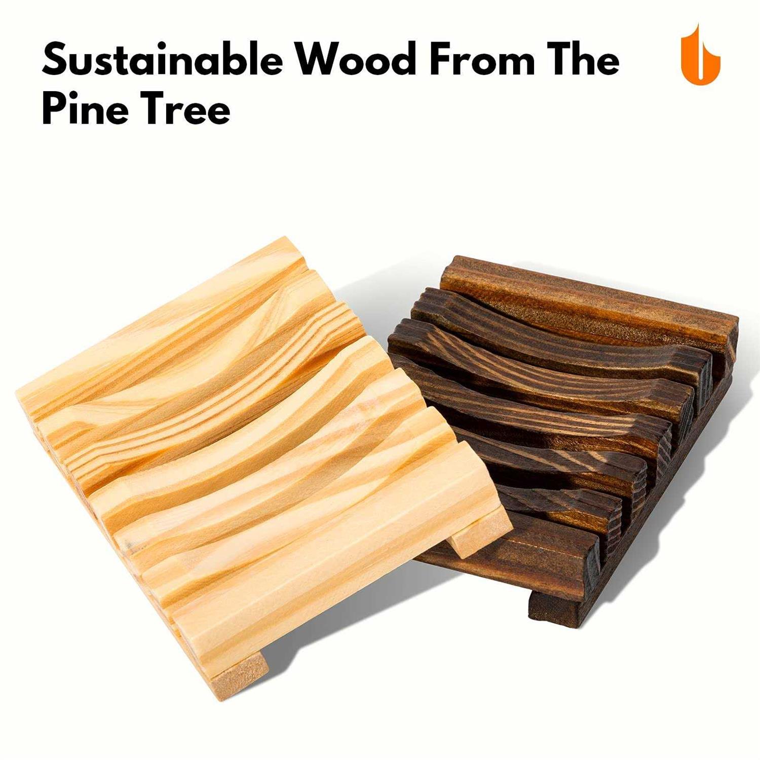 Urbanstrive Natural Wooden Soap Dish Soap Saver Holder Soap Tray for Bathroom - Image 5