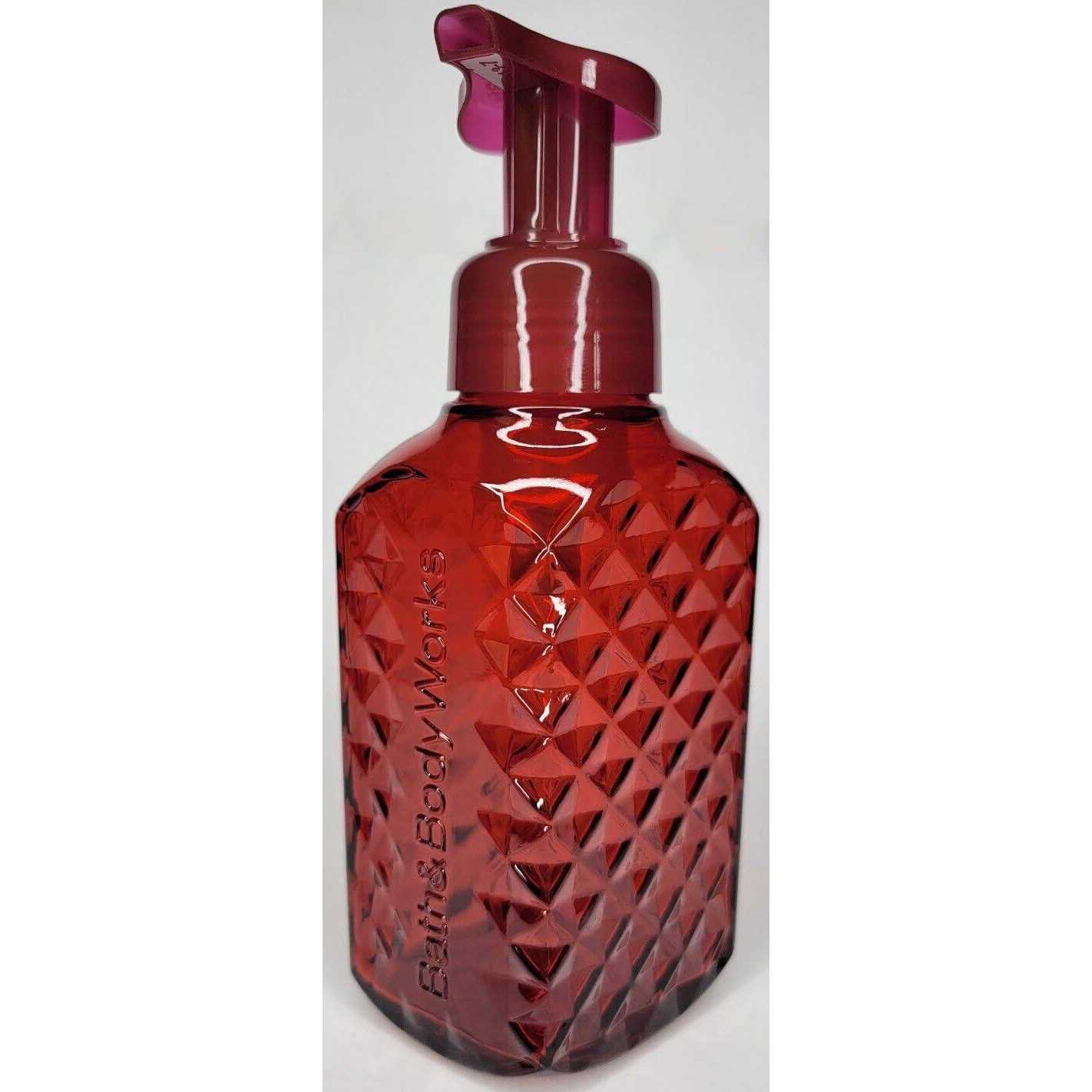 Bath & Body Works Faceted Red Glass Dispenser Gentle Foaming Hand Soap Dispenser - Image 3
