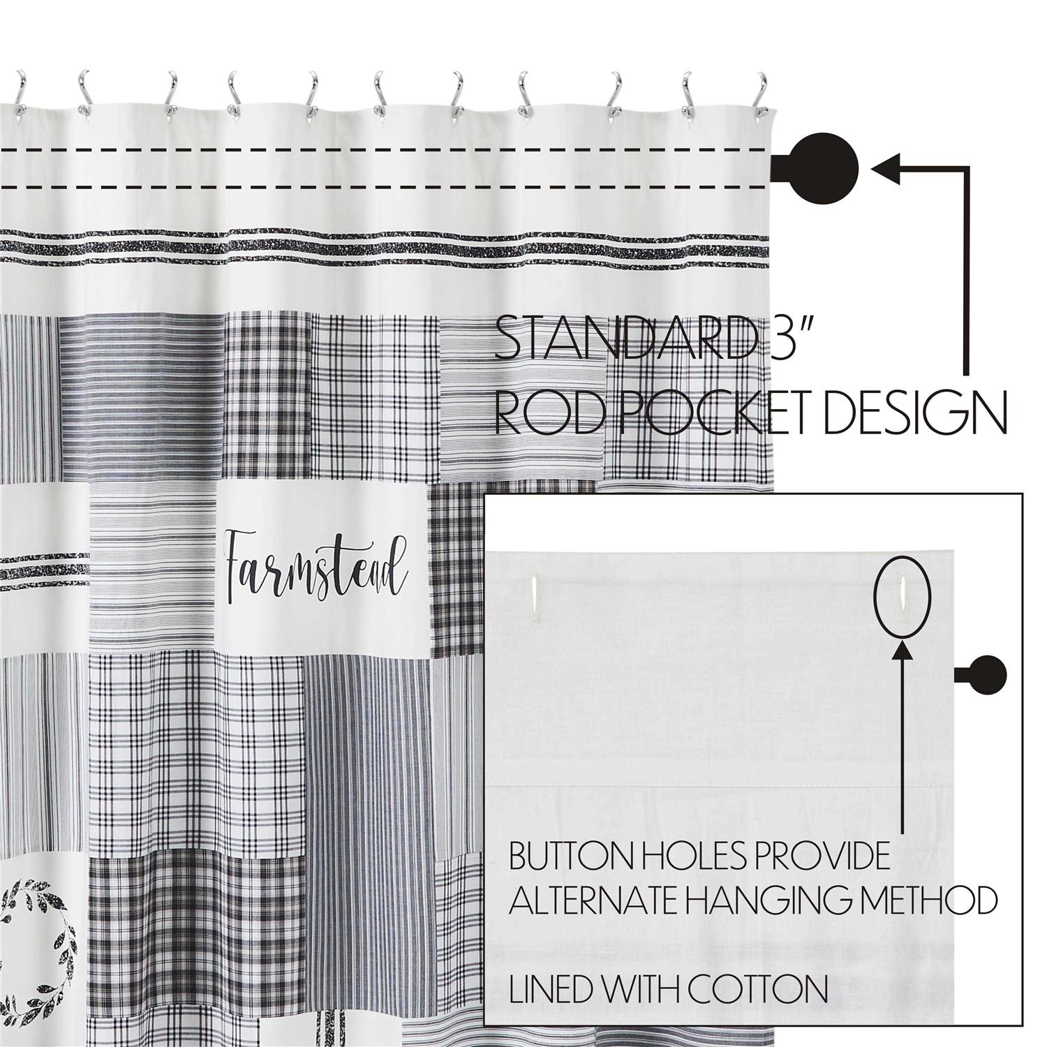 VHC Brands Sawyer Mill Stenciled Patchwork Shower Curtain - Image 3