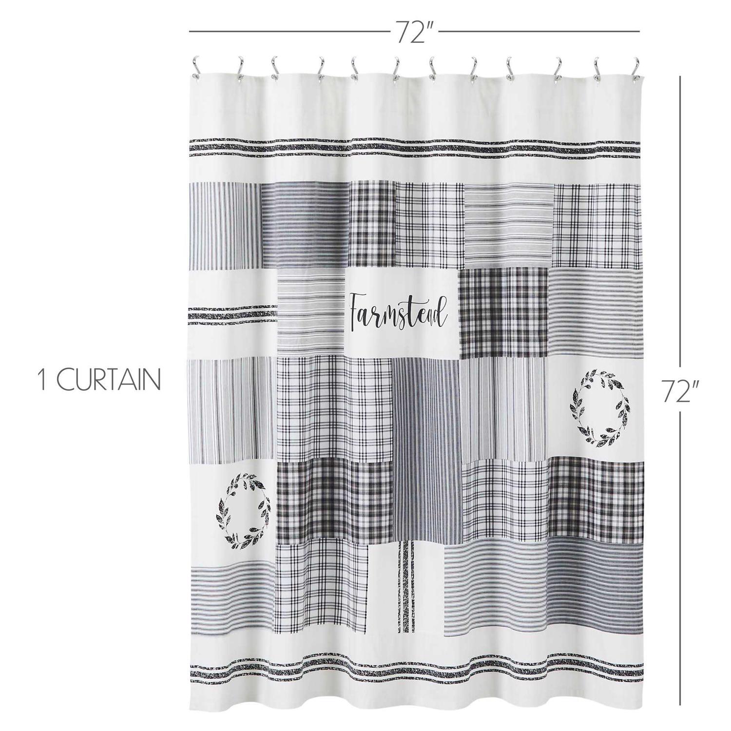 VHC Brands Sawyer Mill Stenciled Patchwork Shower Curtain - Image 5