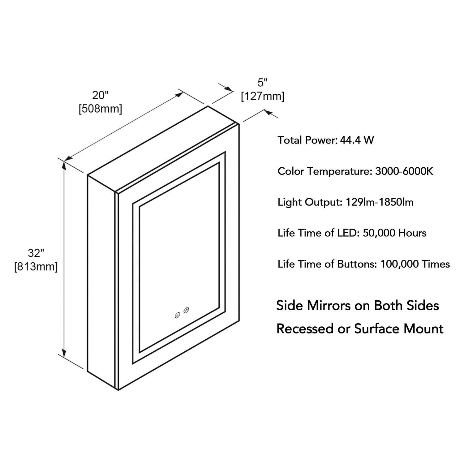Vega LED Medicine Cabinet with Lights and Defogger - Image 3
