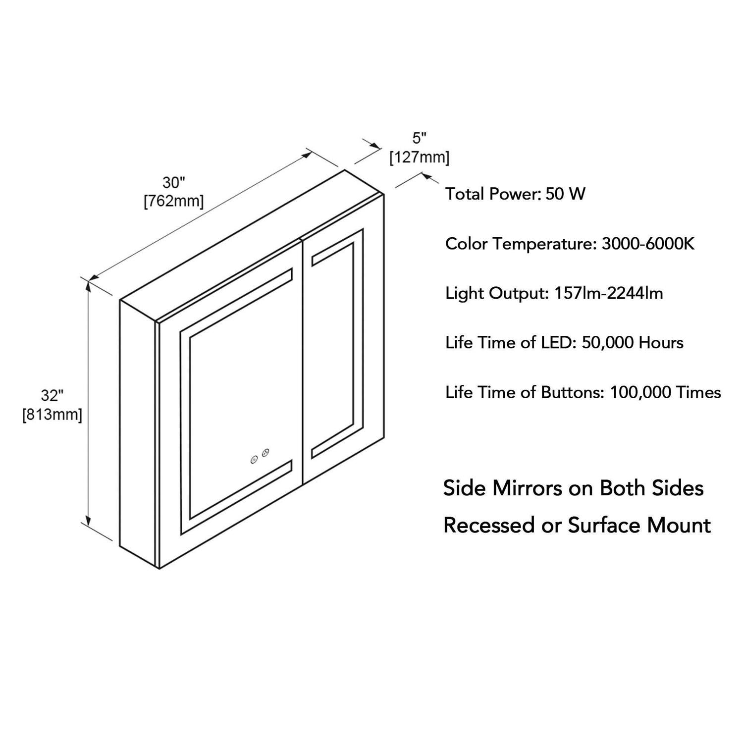 Vega LED Medicine Cabinet with Lights and Defogger - Image 5