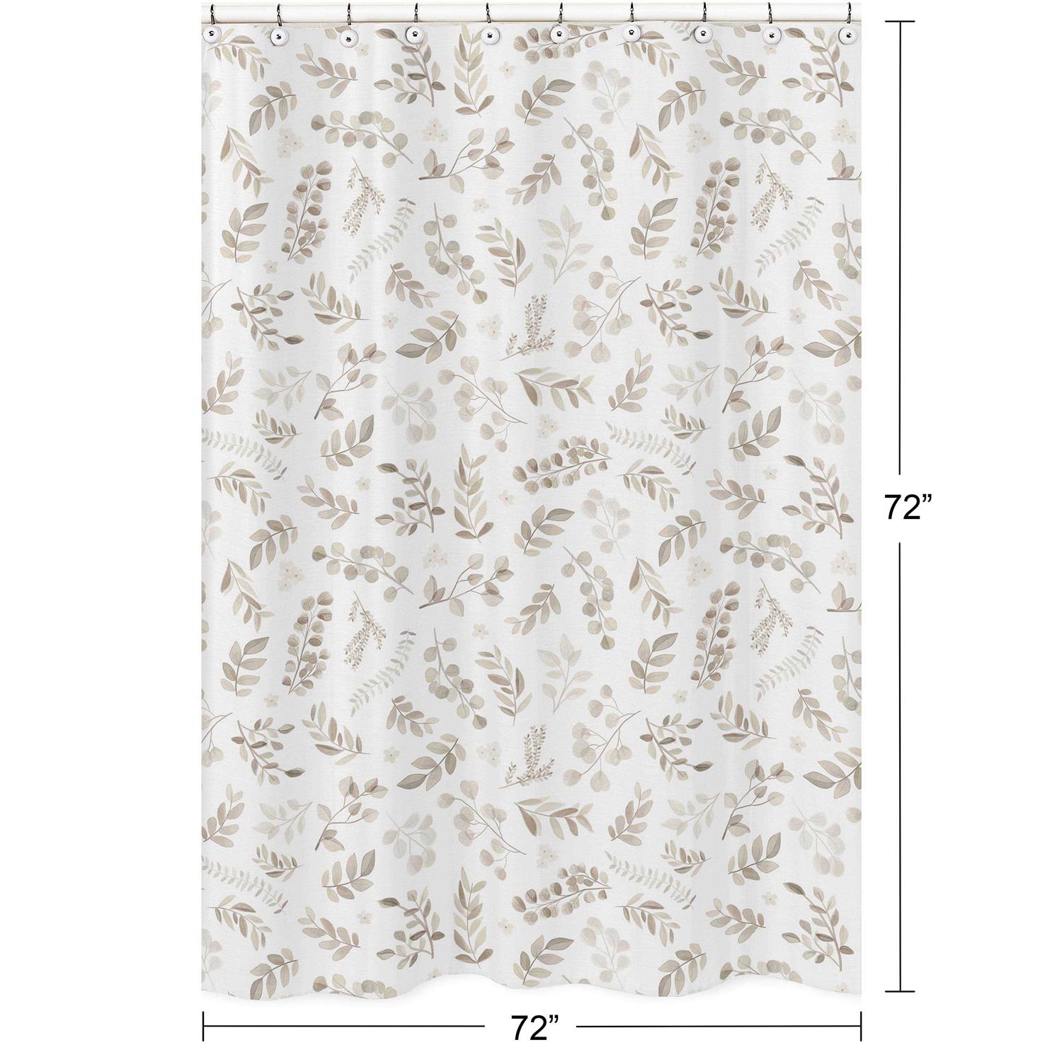 Sweet Jojo Designs Bathroom Fabric Bath Shower Curtain Watercolor Floral - Image 5