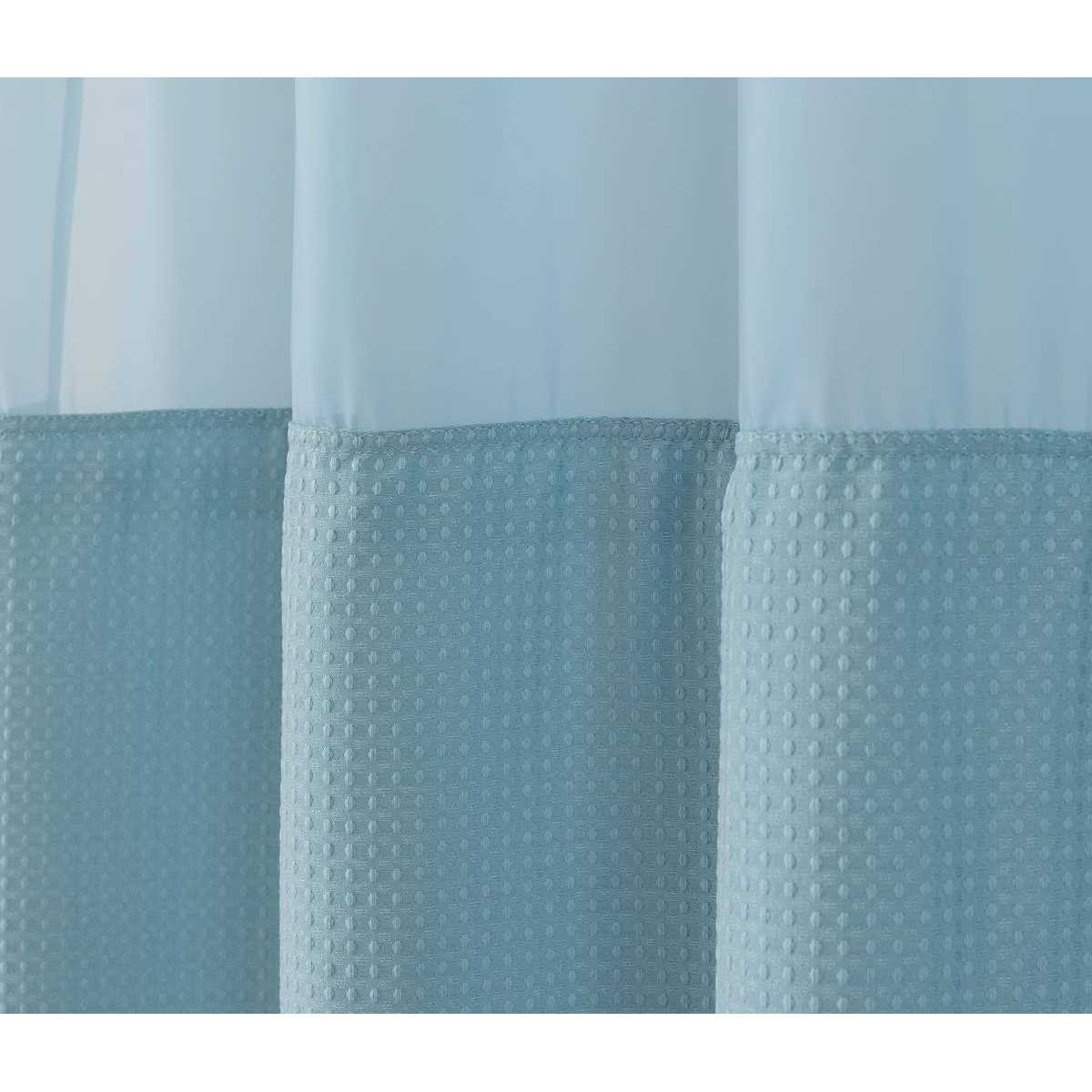 Wpm No Hooks Required Shower Curtain with Snap-in Liner Waffle Weave Design - Image 5