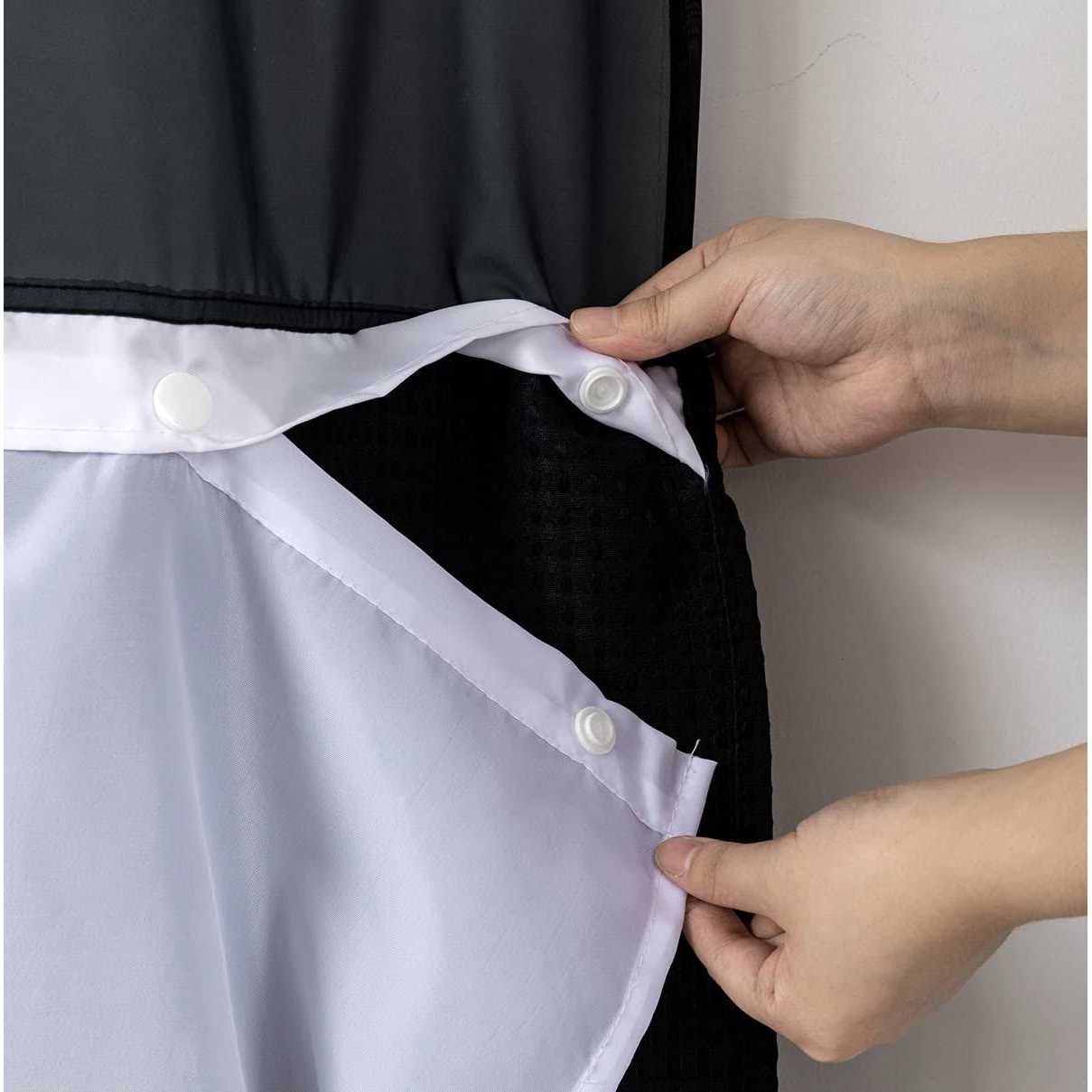 Wpm No Hooks Required Shower Curtain with Snap-in Liner Waffle Weave Design - Image 4