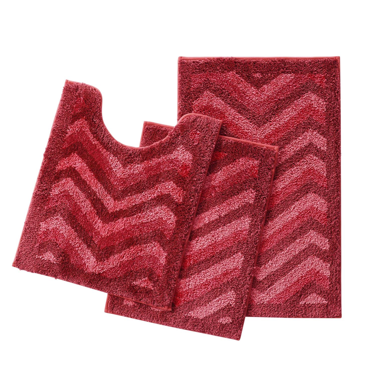 Clara Clark Non Slip Shaggy Bath Rug Set Chevron Design Ultra Soft Bathroom Mat - Image 4