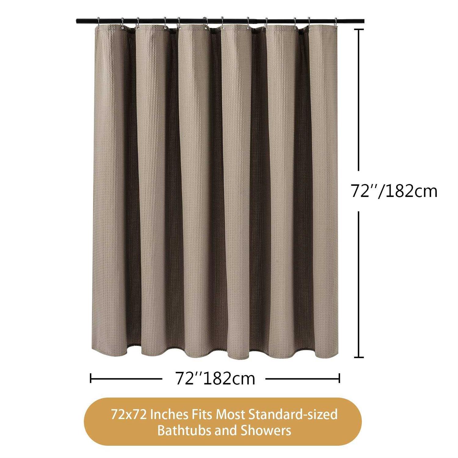 Waffle Shower Curtain with Stainless Steel Hooks Heavy Duty Fabric Shower Curtains with Waffle Weave - Image 3
