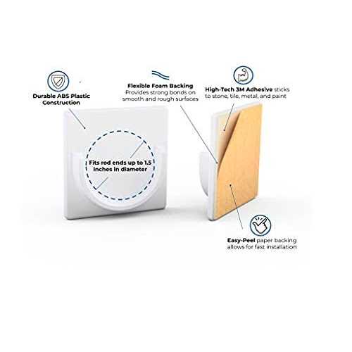 Adherion Adhesive Shower Curtain Rod Holder Rod Retainer No Drilling - Image 3