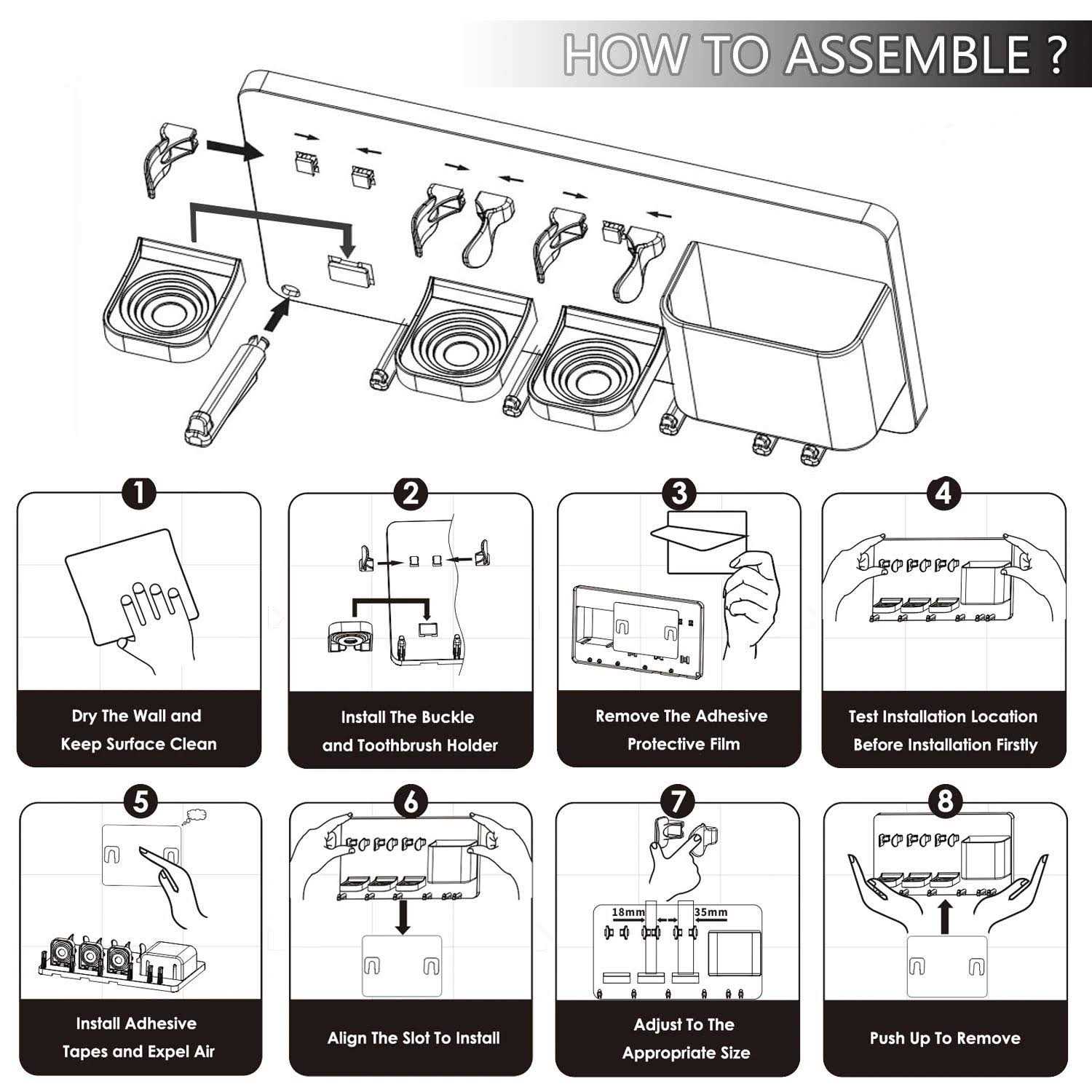 simpletome Adhesive Electric Toothbrush Holder Wall Mounted Razor Hanger Bathroo - Image 3