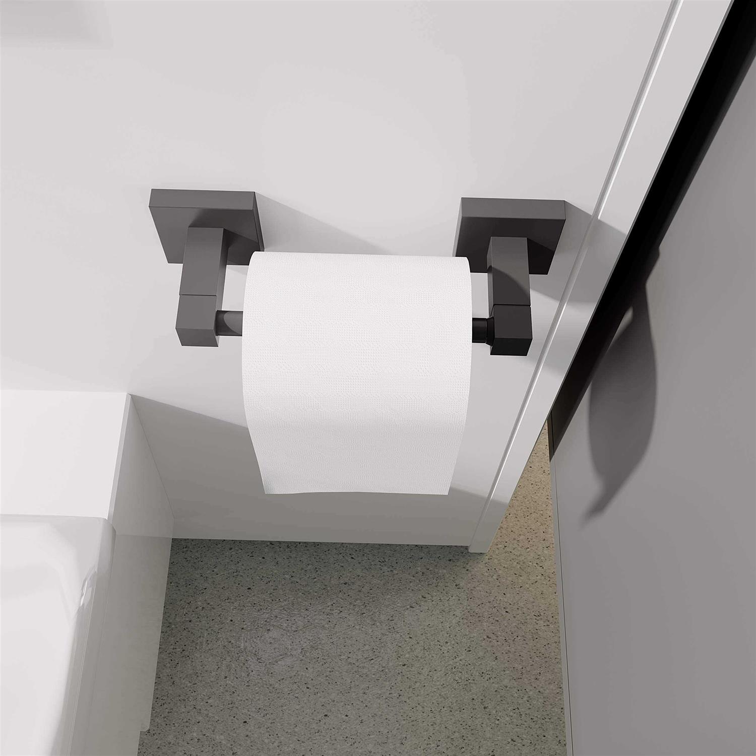ruacq toilet paper holder matte black double post pivoting square tissue holders roll holder hangers toilet paper stand stain - Image 4