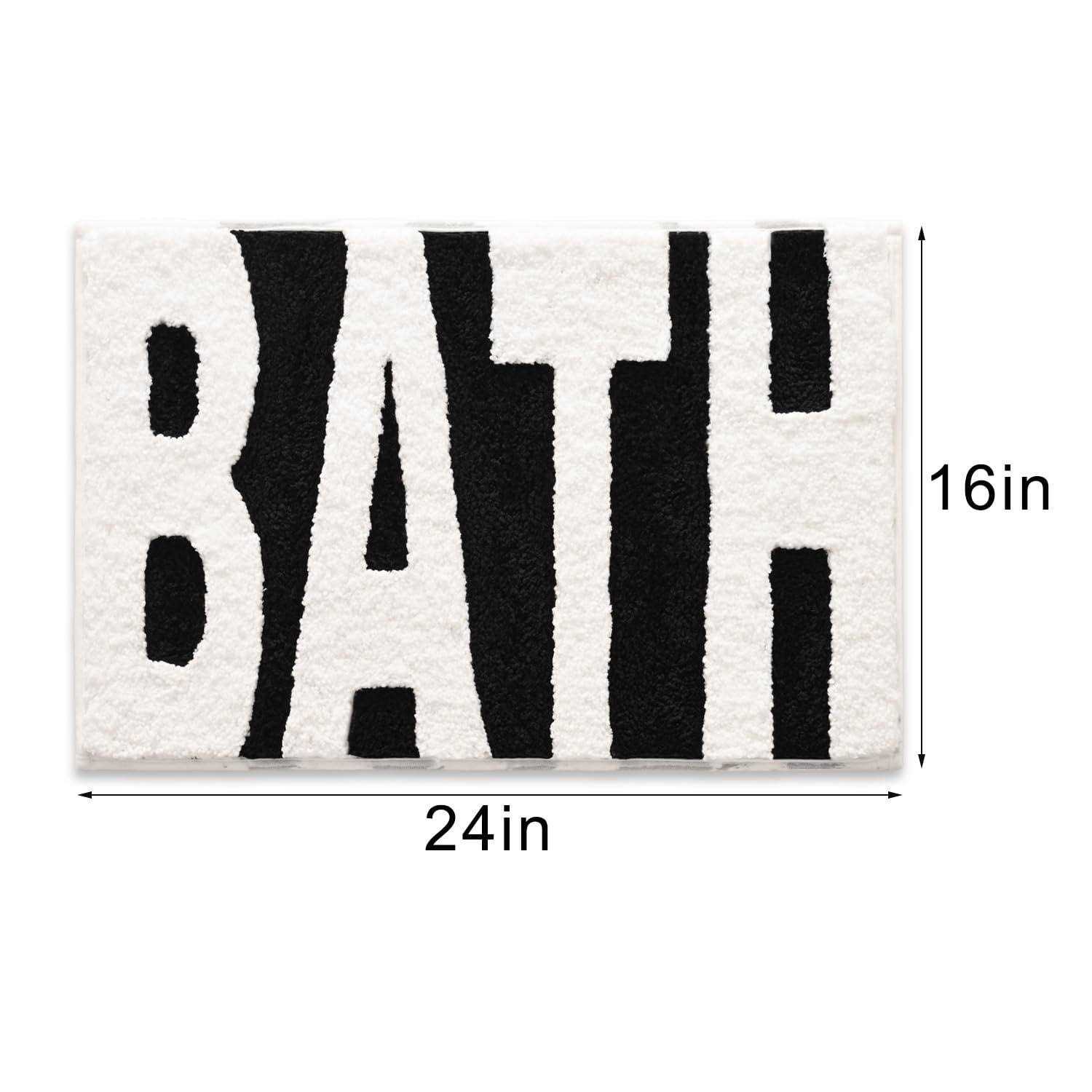 Anybar Black and White Bathroom Rugs Bath Letters Non Slip Bathroom Mat - Image 4