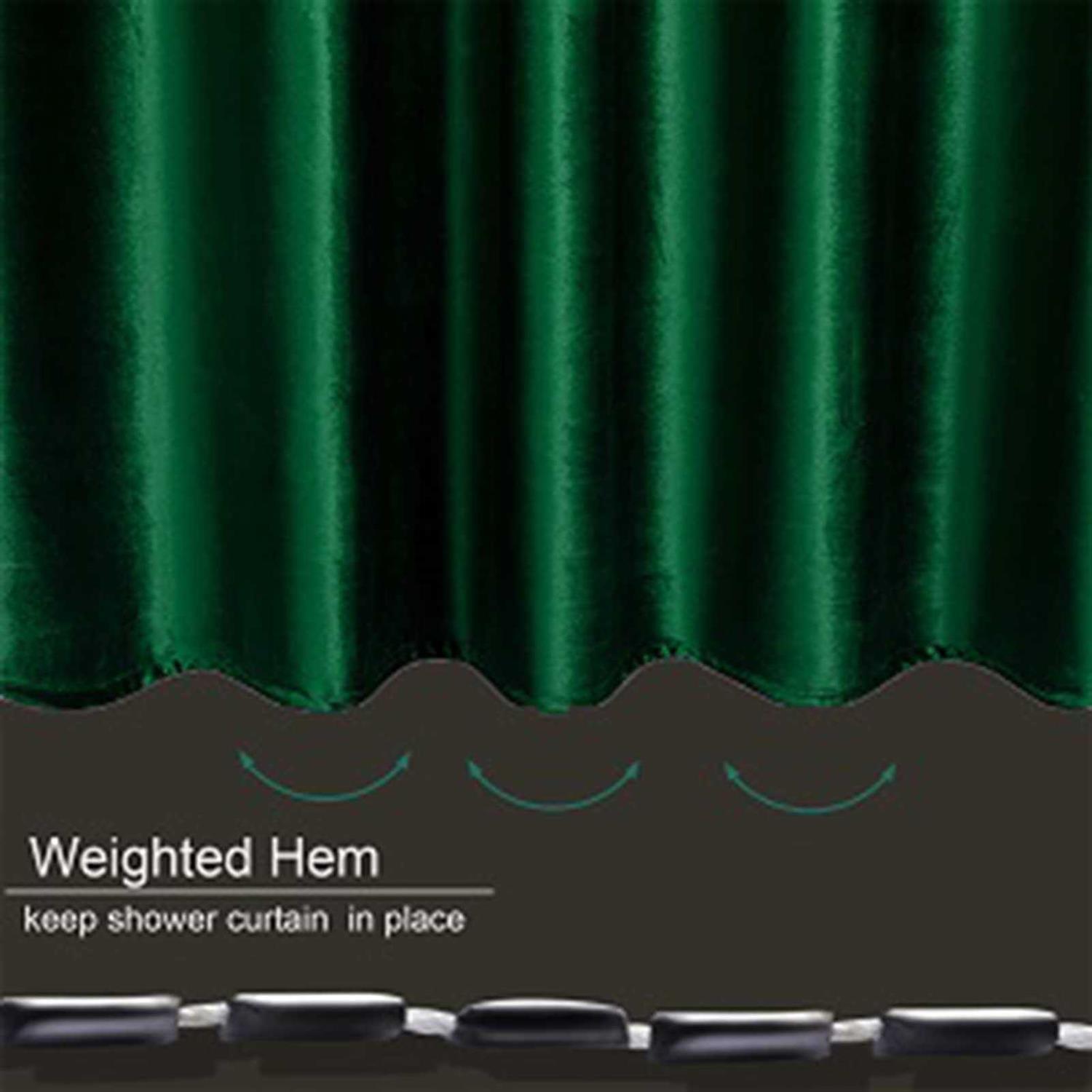 Thicken Velvet Dark Green Shower Curtains for Bathroom Luxury 260 GSM Heavy-Duty Fabric Curtain with Hooks - Image 5
