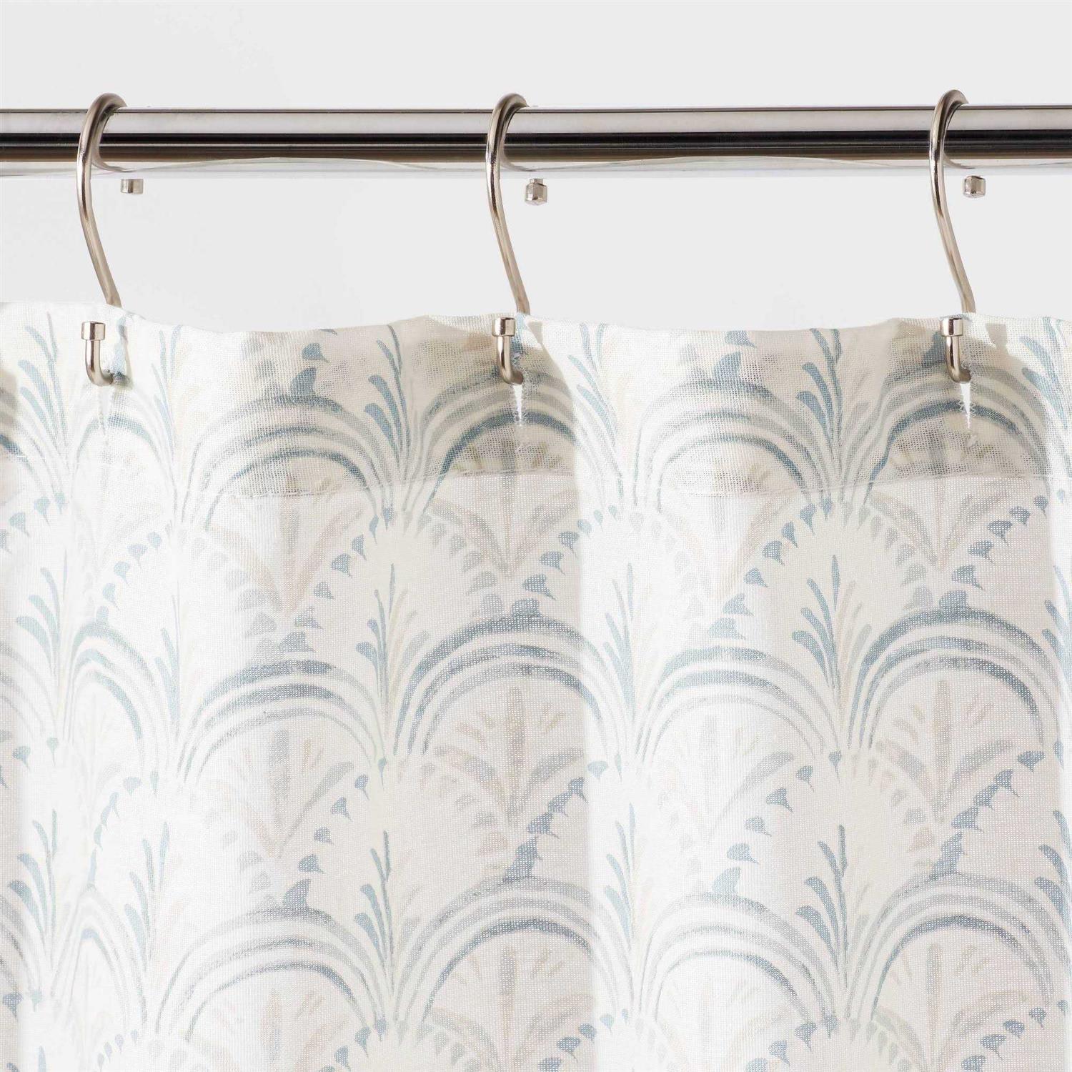 Threshold Block Print Scallop Shower Curtain Aqua Blue - Image 4