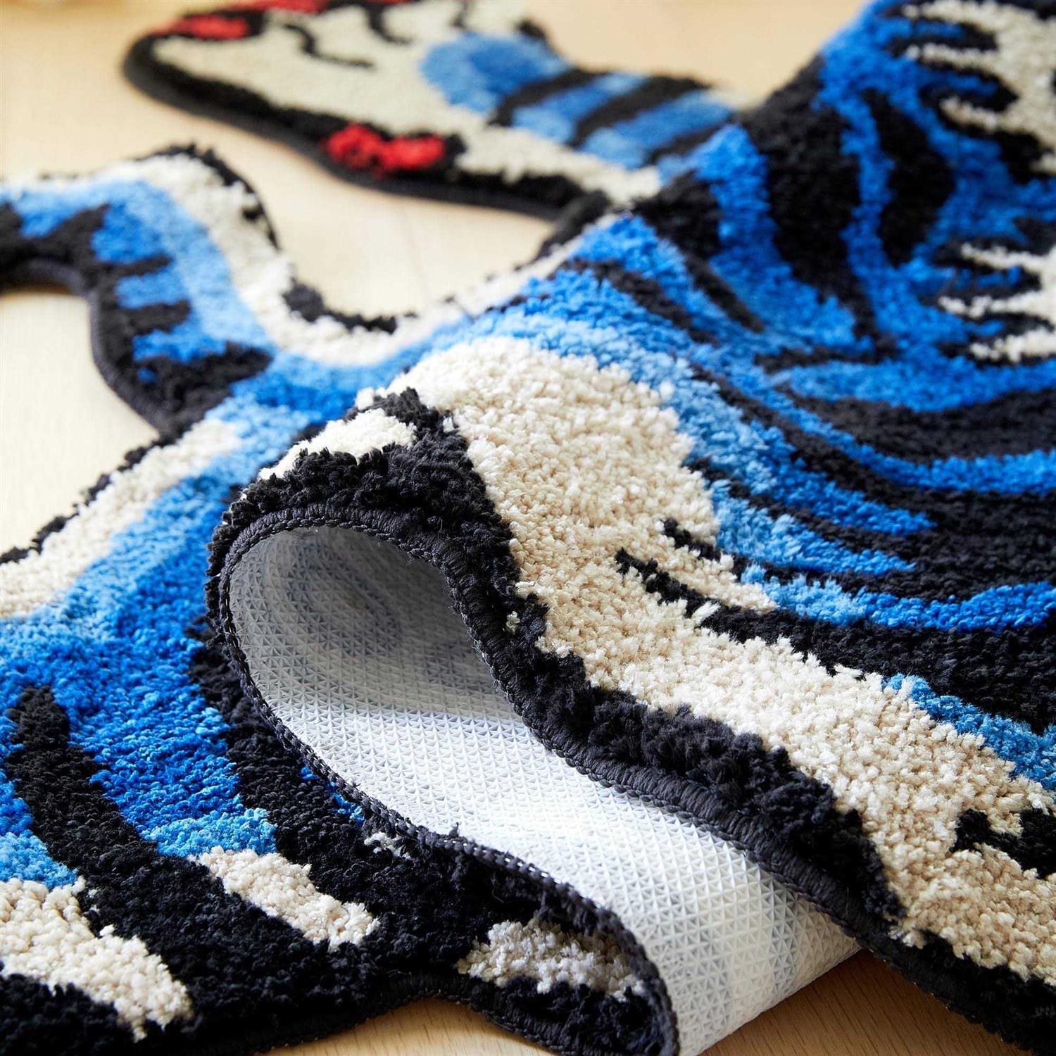 5x3.3ft Tibetan Tiger Area Rug Blue Hand Tufted High Pile Carpet - Image 3