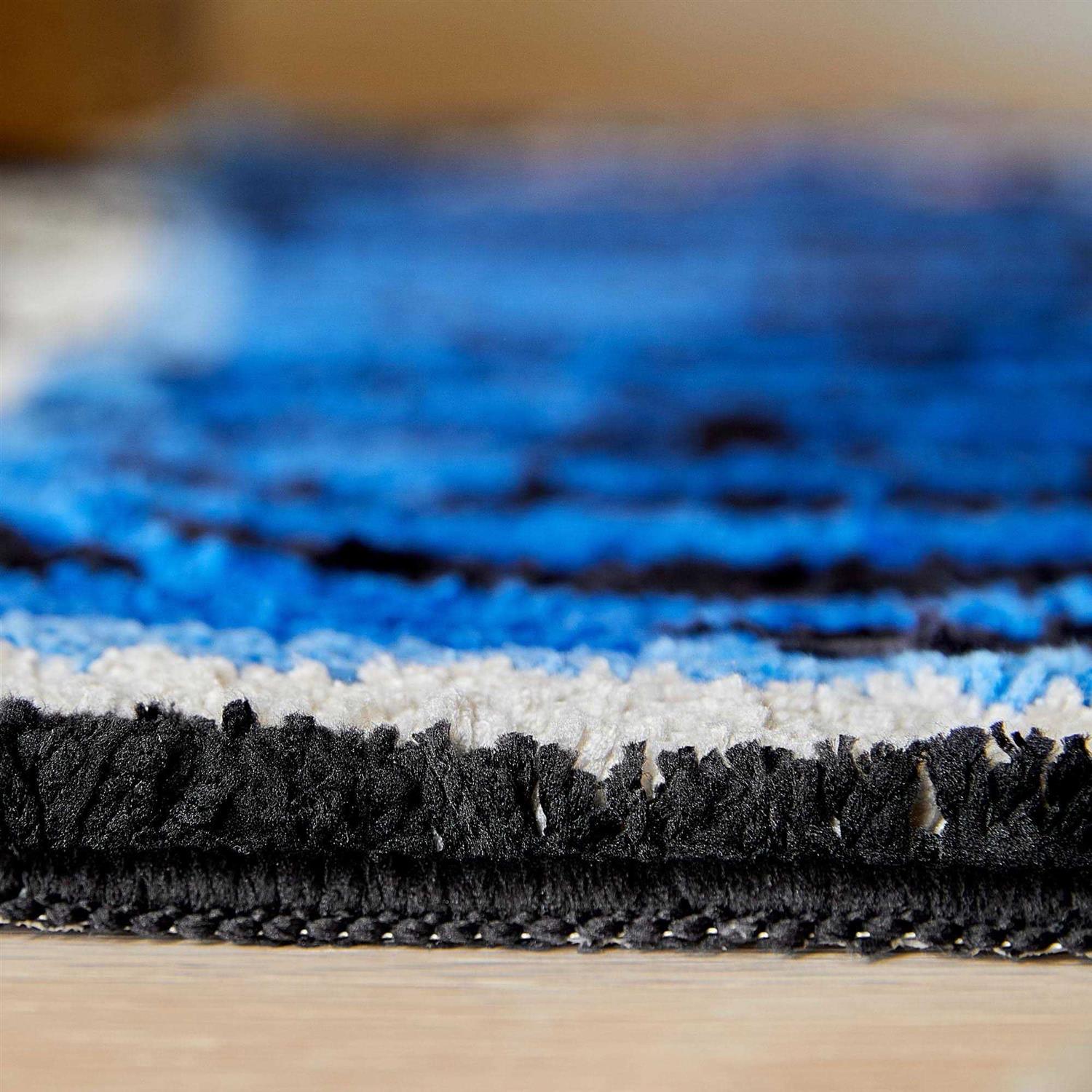 5x3.3ft Tibetan Tiger Area Rug Blue Hand Tufted High Pile Carpet - Image 5