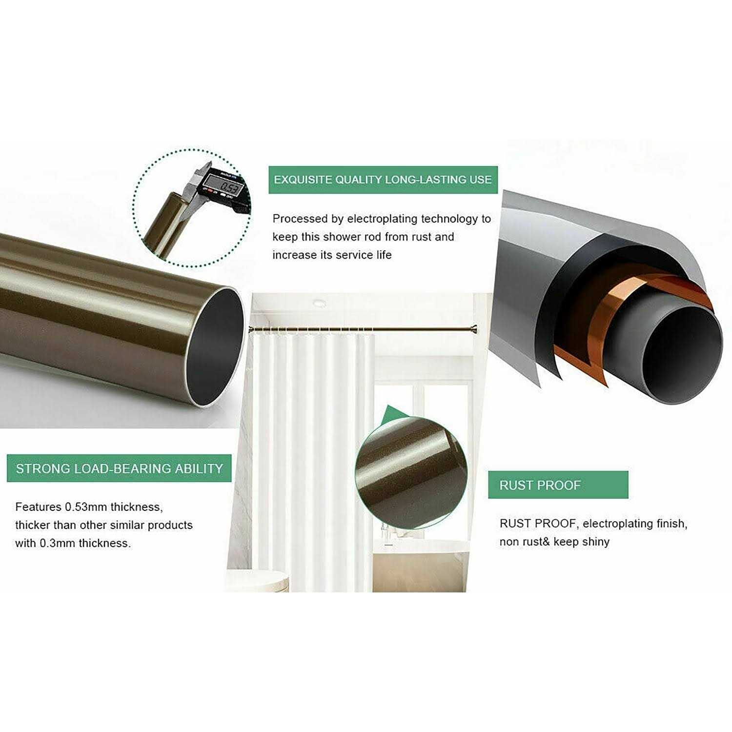 Three Posts Moffet Metal Tension and Inner Curtain Tension Rod - Image 5