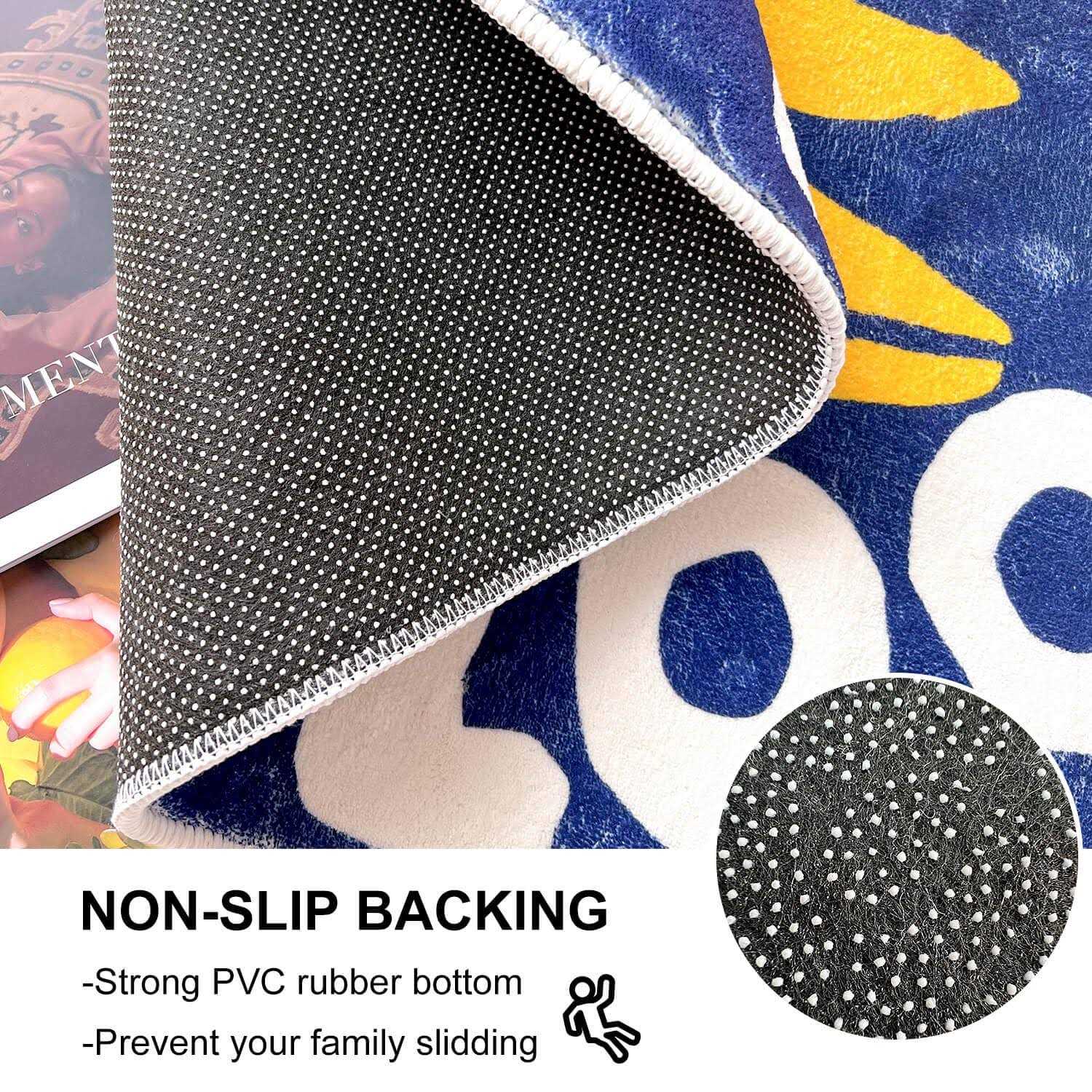 Blue Bathroom Carpet Cartoon Bath Rug The Caution Wetfloor Bath Rug Cute Oval Bath Mat - Image 3