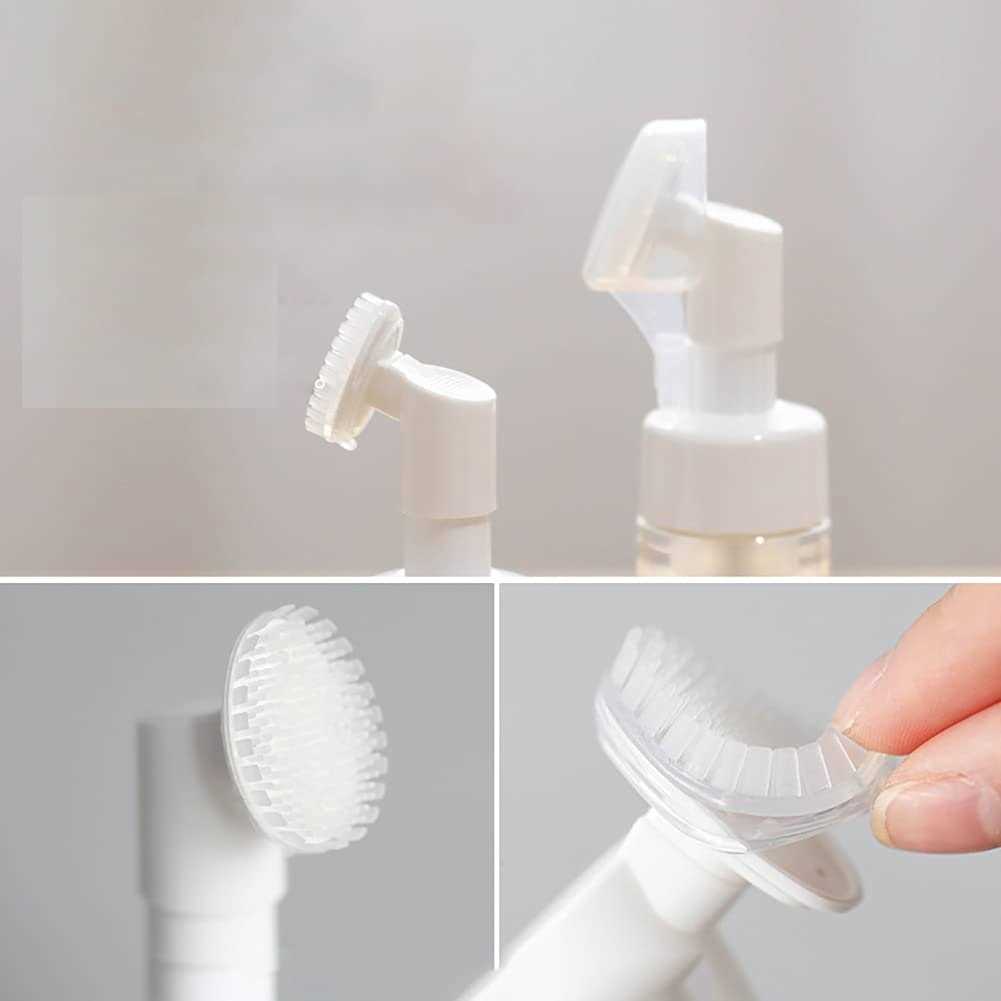 ccHuDE 2 Pcs Empty Clear Plastic Foam Dispenser Bottle Refillable Foaming Bottles Soap Dispenser Pump Bottles with Gel Head Wash Brush for Cleaning - Image 3