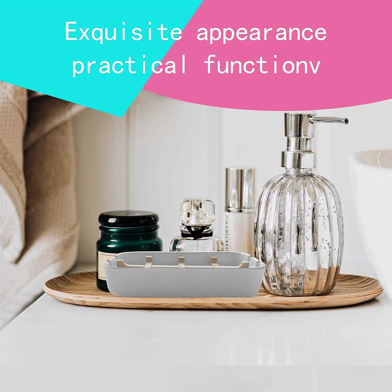 Aoheuo Modern Bamboo Fiber Soap Holder and Soap Dish Combination White - Image 4