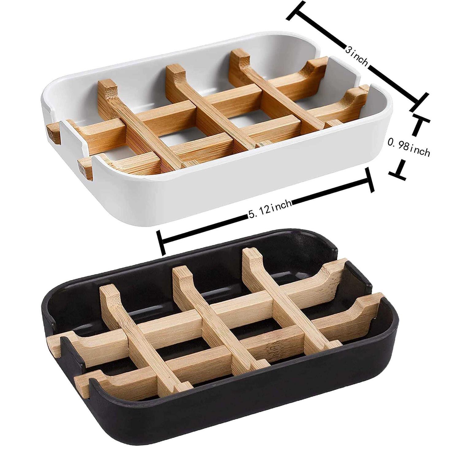 Aoheuo Modern Bamboo Fiber Soap Holder and Soap Dish Combination White - Image 5