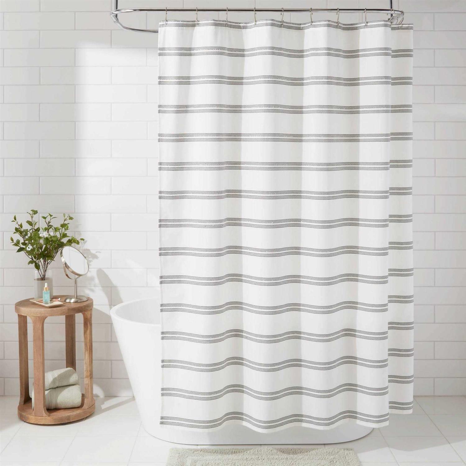 Threshold Gray Variegated Striped Shower Curtain - Image 3