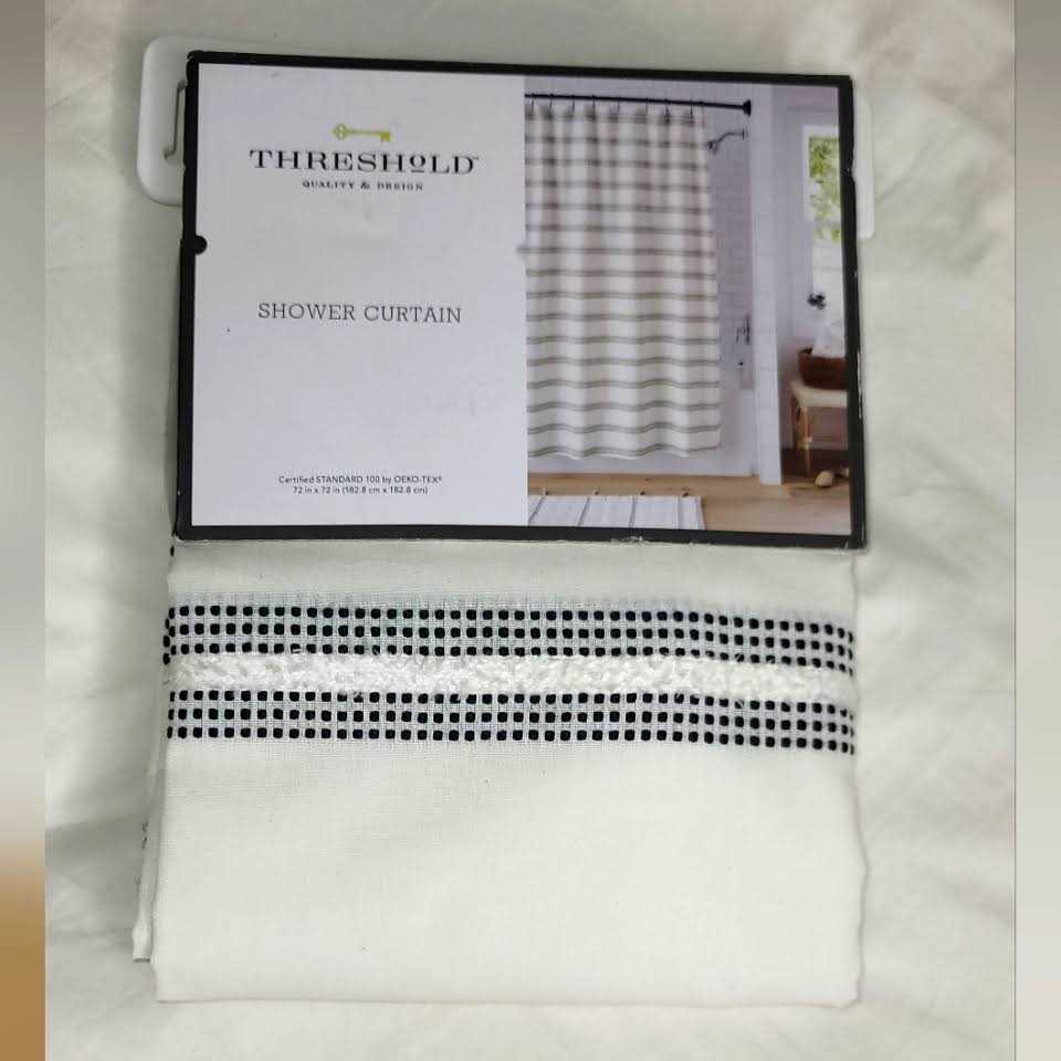 Threshold Gray Variegated Striped Shower Curtain - Image 4