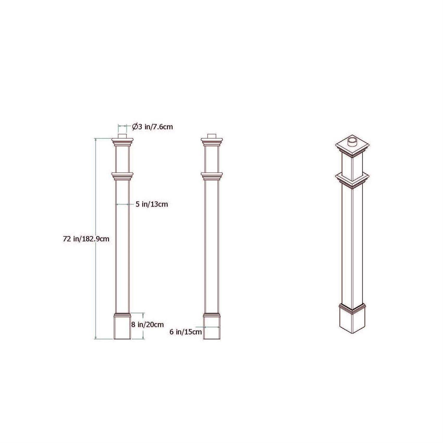 Vita 6L x 6W x 74H Portsmouth Vinyl Lamp Post VA94430 - Image 4