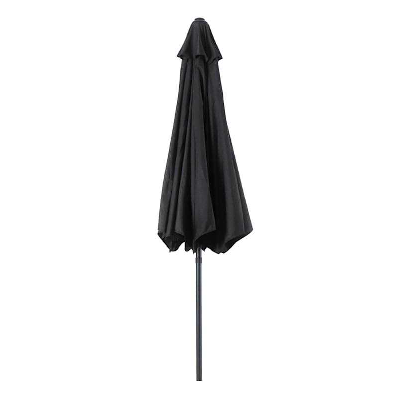 At Home Black Round Outdoor Crank & Tilt Umbrella - Image 4
