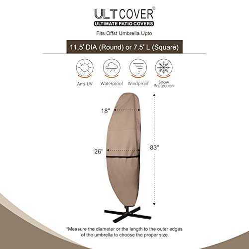ULTCOVER Patio Umbrella Parasol Cover 600d Waterproof Outdoor Offset Banana Style Umbrella Cover - Image 5