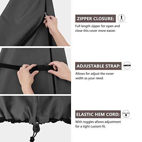 ULTCOVER Patio Umbrella Parasol Cover 600d Waterproof Outdoor Offset Banana Style Umbrella Cover - Image 3