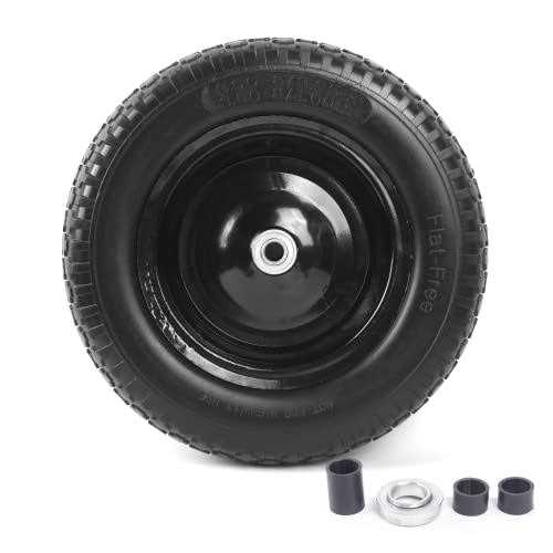 AR-PRO 4.80/4.00-8 Flat Free Tire 14.5”D x 3.2”W Universal Solid Wheelbarrow Tire with 3” Hub and 5/8” Bearings – Extra Adapter kit includes 3/4” - Image 5