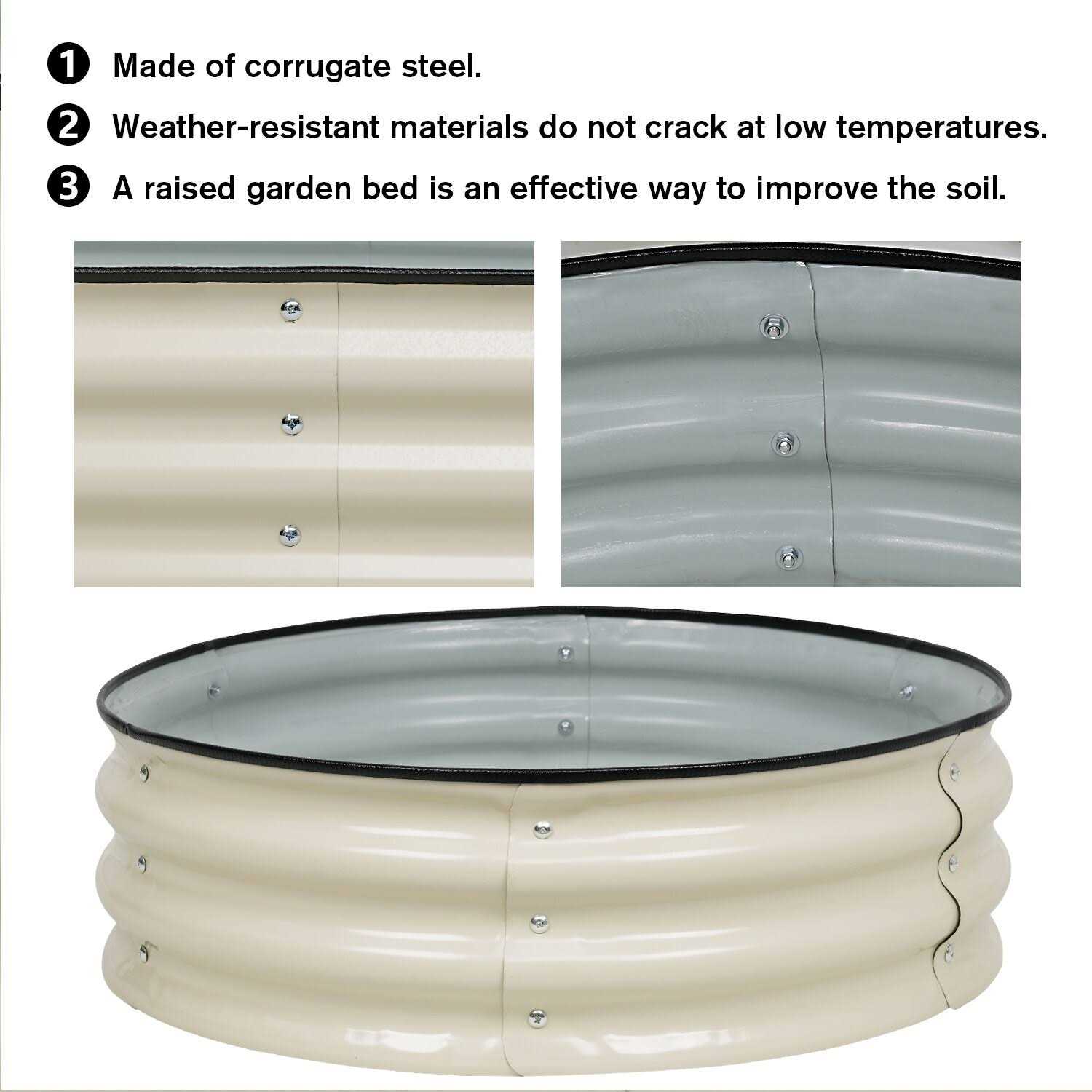 Aoodor 9'' Tall Aluzinc Metal Raised Garden Bed 30'' Round - Image 3