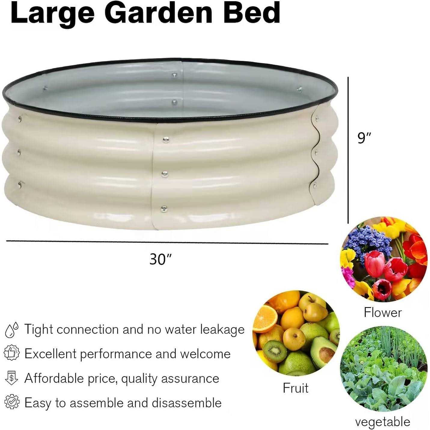 Aoodor 9'' Tall Aluzinc Metal Raised Garden Bed 30'' Round - Image 5